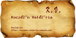 Koczán Valéria névjegykártya